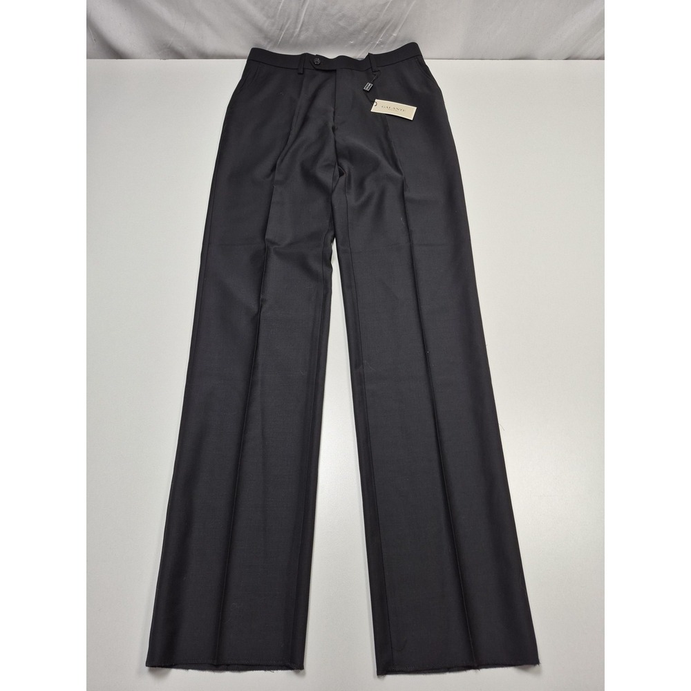 Galante Dress Pants Mens 32x36 Black Wool Super 150s Flat Front Italy Flat Front